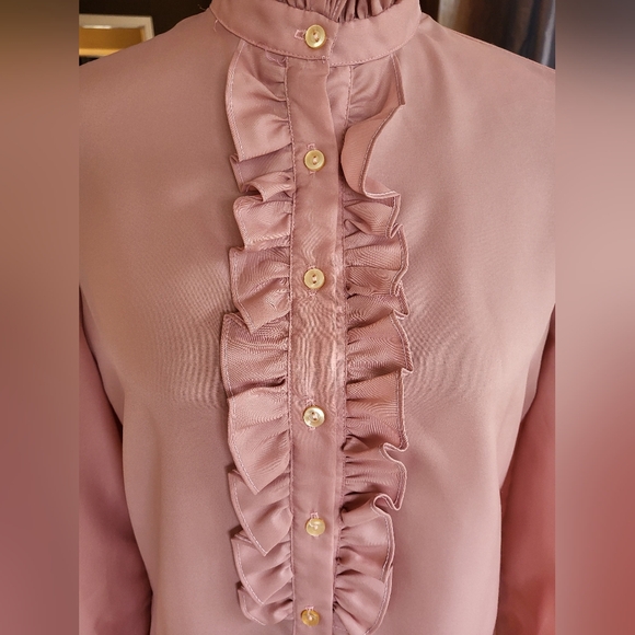 Paddy Lee Vintage Rose Pink Polyester Blouse Size 12 - Picture 6 of 8